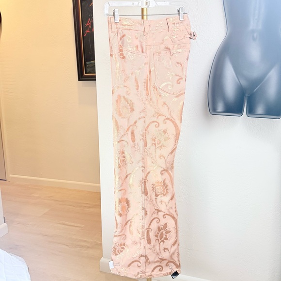 ETRO Milano FW18 Metallic Rose Gold Signature Paisley Carpenter Jeans 30 Italy - Picture 13 of 16